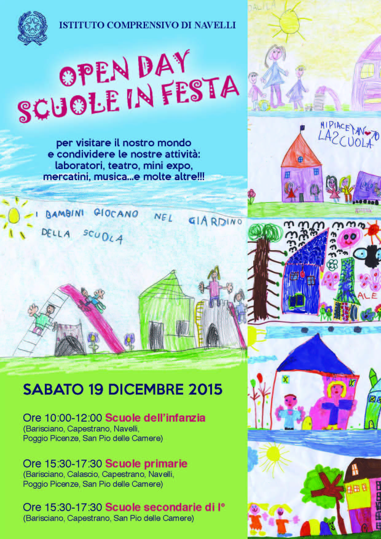 19 DICEMBRE 2015: OPEN DAY SCUOLE IN FESTA