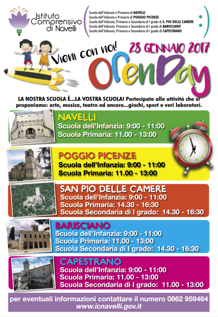 OPEN DAY delle nostre scuole il 28 gennaio!!